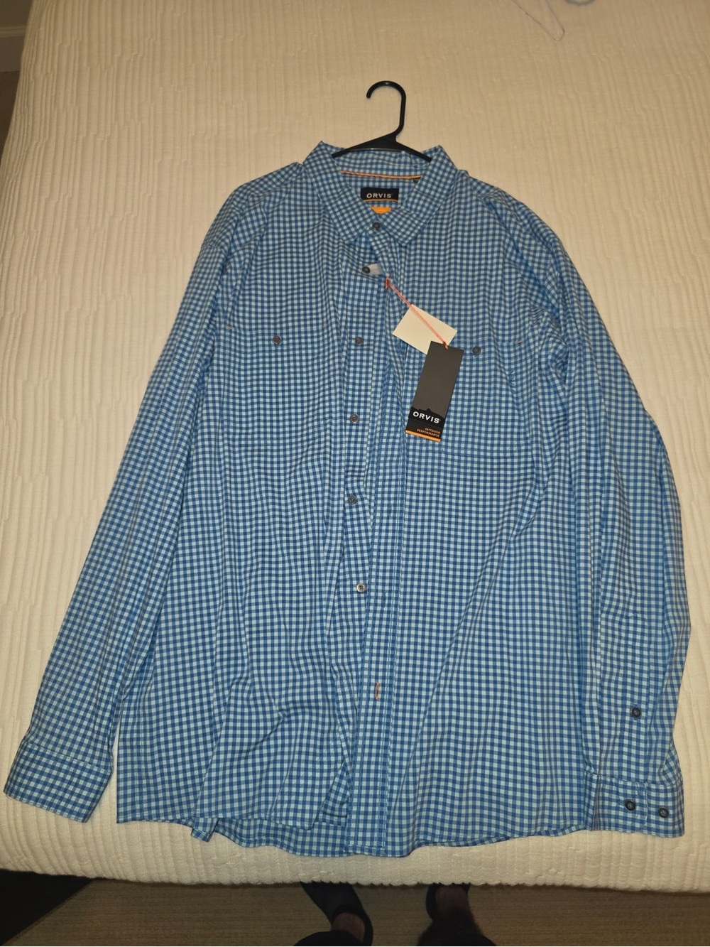 NWT Orvis Blue Gingham Long-Sleeve Button-Down Shirt